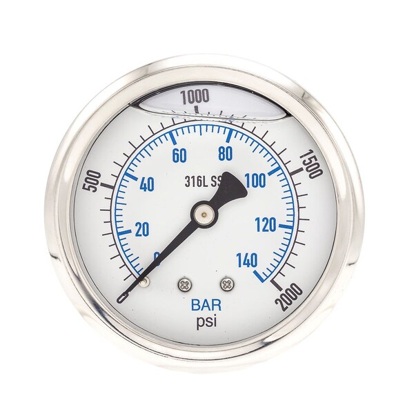 Pic Gauges 2 1/2 in Dial, 1/4 in NPT Male Center Back Location, Stainless Steel Case Material PRO-302L-254O-01 - main
